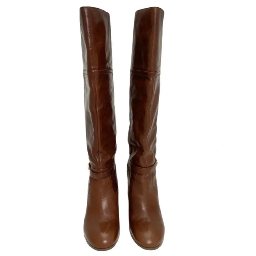AUDREY Brooke Abhigrade Over the Knee Heel Leather Boot in Brown